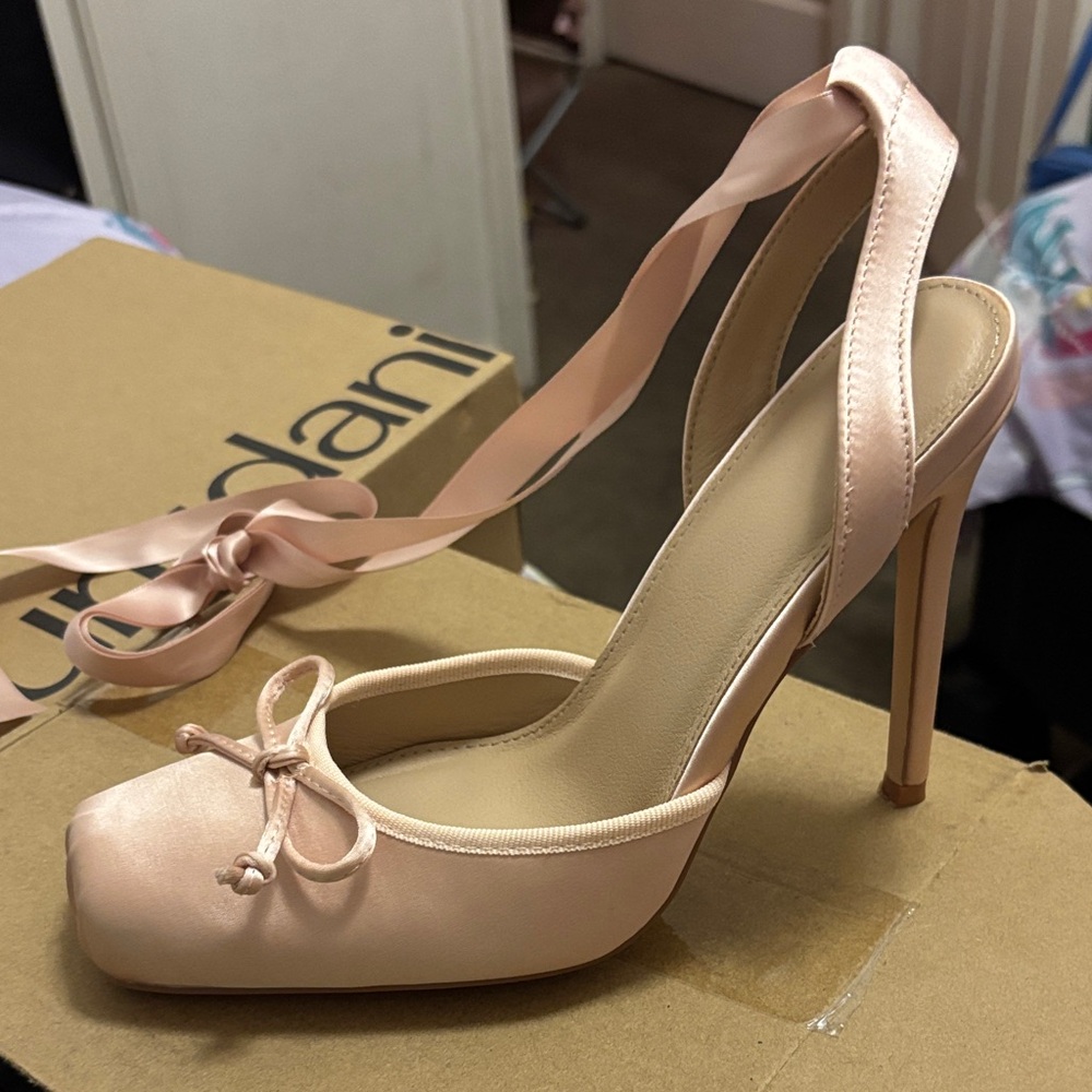 Fashion Nova Blush Satin Heels